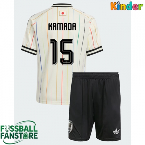 Japan Daichi Kamada #15 Replik Auswärtstrikot Kinder WM 2026 Kurzarm (+ Kurze Hosen)
